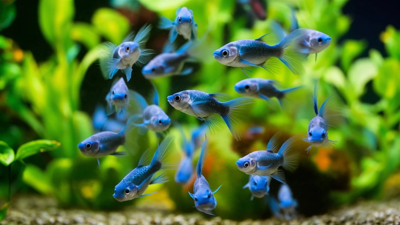 Blue Moscow Guppy babies