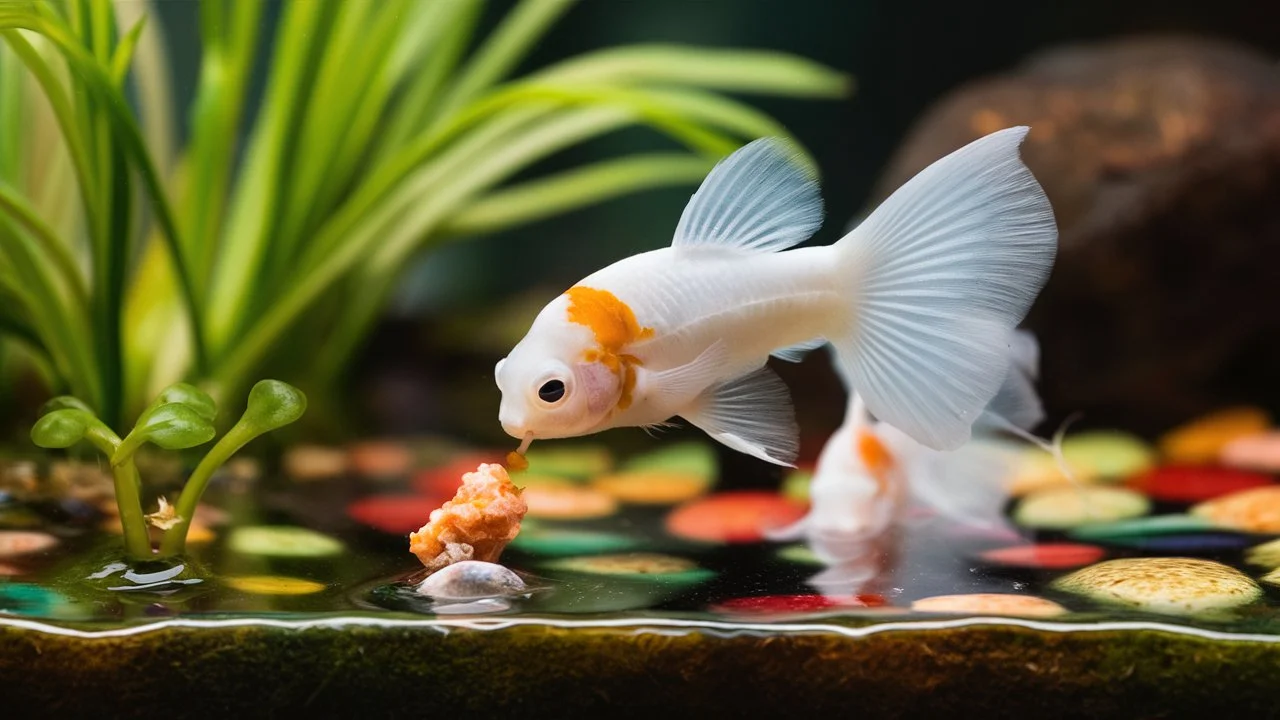  moscow guppy with food
