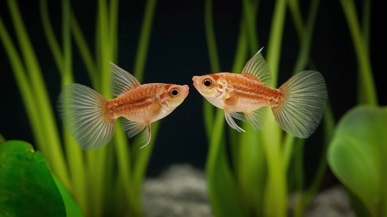 male and female Guppy in a tank