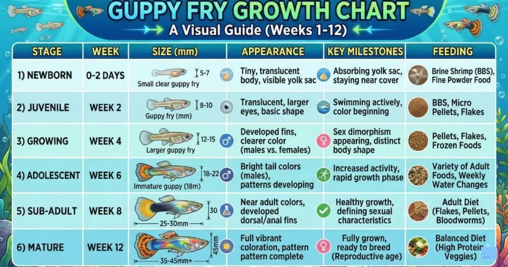 Guppy Fry Growth Chart