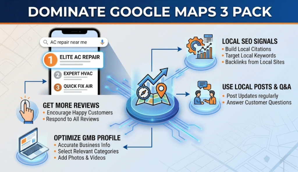 How can you dominate google maps 3 pack for local seo ranking