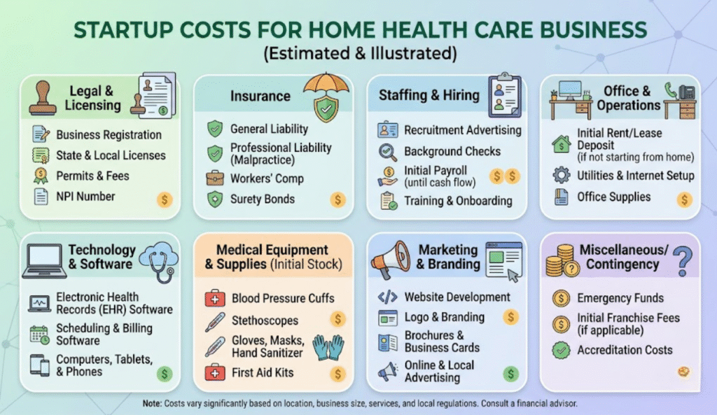 What are start up costs for home health care business guide