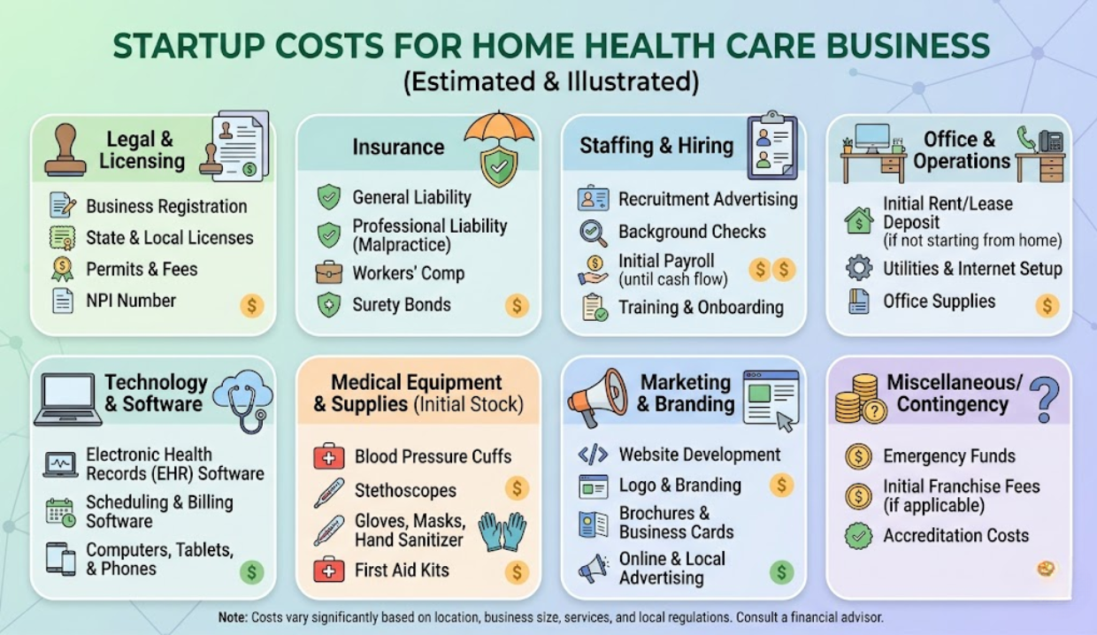 What are start up costs for home health care business guide
