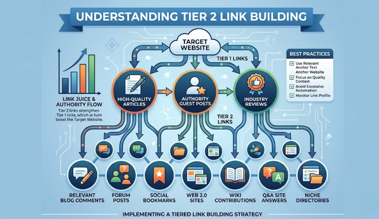 what is tier 2 link building explained for SEO ranking boost