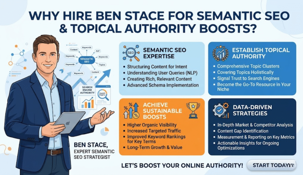 why hire ben stace for semantic seo topical authority boosts